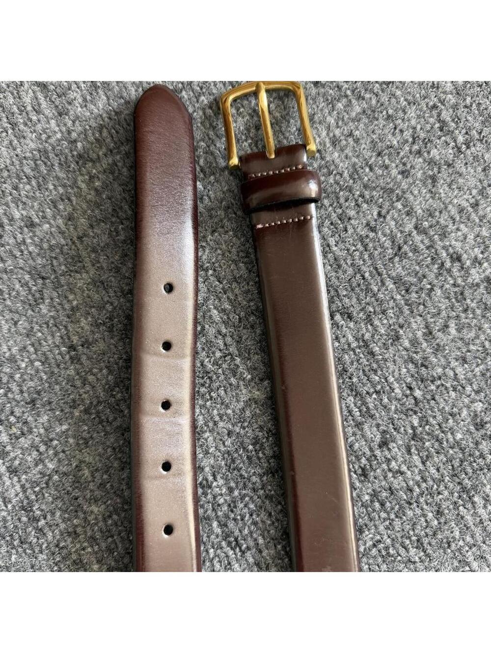 Vintage chocolate brown Italian leather polished brass buckle  made in Italy